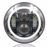 Pair of  7 Inch Round Black Housing light 7"  LED Headlights Halo Angle Eyes withTurn Signal For 97-15 Wrangler JK TJ Defender