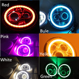 Pair of  7 Inch Round Black Housing light 7"  LED Headlights Halo Angle Eyes withTurn Signal For 97-15 Wrangler JK TJ Defender