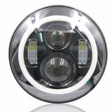 Pair of  7 Inch Round Black Housing light 7"  LED Headlights Halo Angle Eyes withTurn Signal For 97-15 Wrangler JK TJ Defender