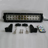 13.5Inch 72W Cree Led Light Bar RGB Flow Halo Ring 7 Solid Color Changing and Many Flash Modes Combo Beam For 4x4 Offroad ATV