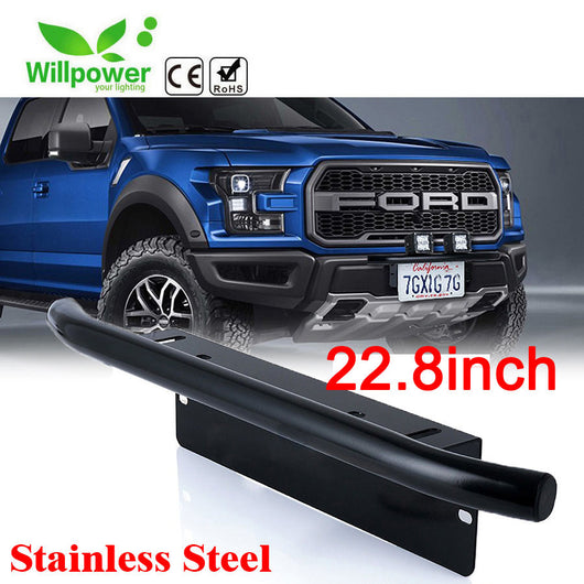 22.8 INCH Black Stainless Steel Bull Bar Front Bumper License Plate Mount Bar led work light Light Bar bracket