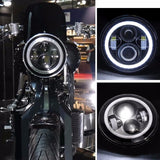 Round 7" 45W Daymaker With DRL Angle Eyes Halo LED Projector Motorcycle Headlight Bulb for Harley Davids harley levou farol