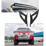 2X  black upper windshield 50 inch offroad curved led work light bar holder mounting bracket for Nissan Titan 2004~2014