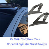2X  black upper windshield 50 inch offroad curved led work light bar holder mounting bracket for Nissan Titan 2004~2014