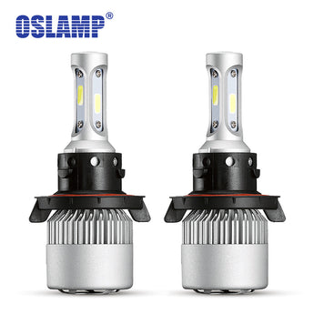Oslamp Hi-Lo Beam COB Chip H13 Plug 72W/pair 6500K LED Car Headlight Kits Auto Led Head Light Bulbs with Bulit in Fan All-in-one
