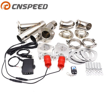 CNSPEED 2.25'' 57mm Double Exhaust Control Valve With Remote Control Car Electric Exhaust Valve Cut outs Cutout kit Y Pipe
