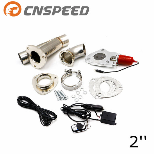 CNSPEED 2'' inch Exhaust Control Valve With Remote Control Car Stainless Electric Exhaust Valve Cut Outs Exhaust Cutout kit